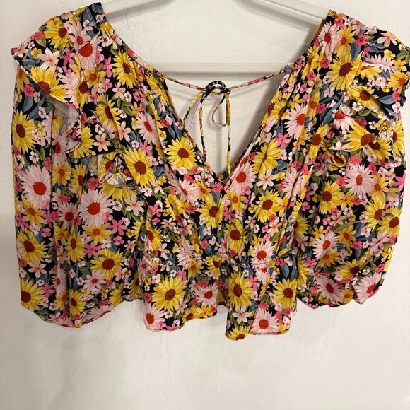 For Love & Lemons Glenn Crop Top Size M / Yellow - Picture 2 of 5